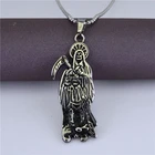 Trendy Grim Reaper Jewelry State Charms Antique Retro Silver Color Death Scythe Men Pendant Necklace
