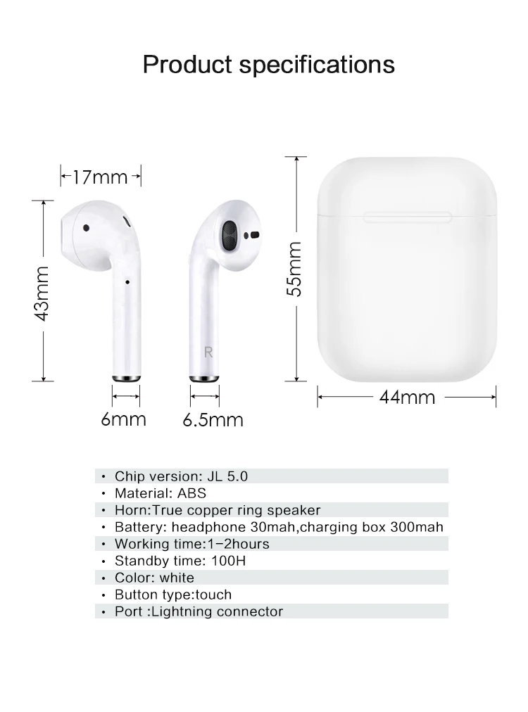 Popular i12 TWS Wireless Earphone Twin Earbud BT 5.0 Portable With Charging Box - ANKUX.COM