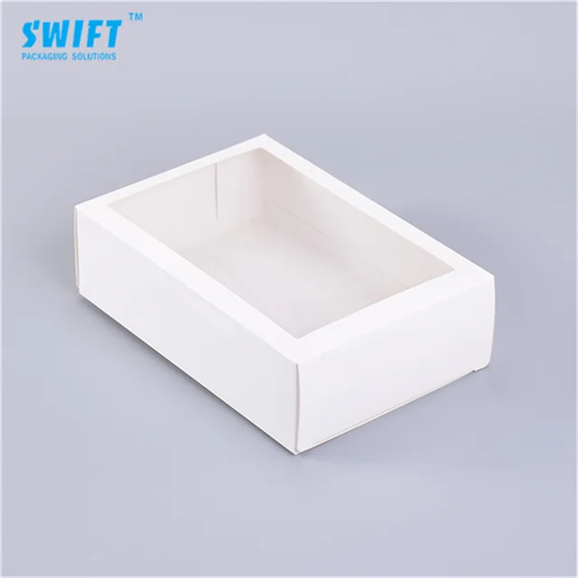 professional custom white paper gift box with clear pvc window