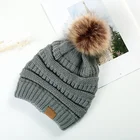 Hot Sale Custom Logo Knitted Knit Cap Korean Winter Beanie Hat With Pom Pom