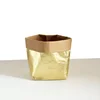 Gold washable kraft paper bag,washable paper storage bag metallic