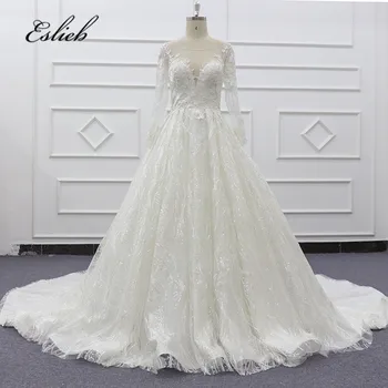 Eslieb 2019 New Bling Bling Ball Gown Wedding Dresses Off The