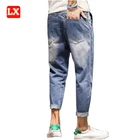 Fashion cargo denim jeans men straight woven denim jeans pants casual jeans men denim