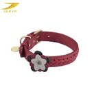 2018 Fancy red braided leather dog collar & dog leash