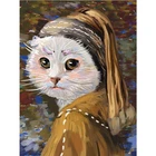 Cute Animal Cat With Hat Oil Painting Hand Paint Child Bed Room Decorative Wall Art
