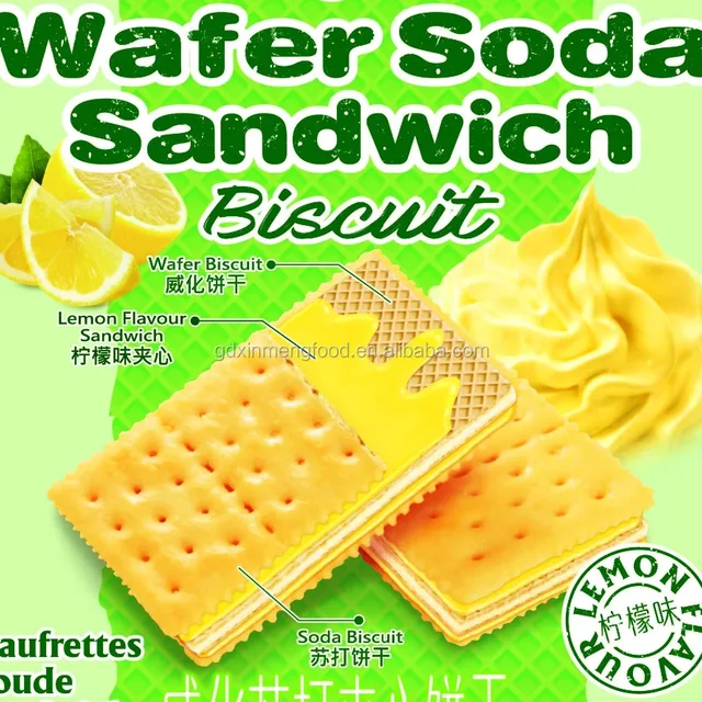 wafer soda sandwich biscuit lemon flavor