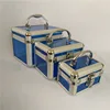 3 pcs set Blue clear acrylic makeup vanity case for brush lip and other cosmetic accessories