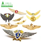 Customized brass 3D black nickel plated hard enamel airplane pin badges / custom metal pilot wings pin badge as business gifts