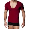 2018 Summer Fashion Elasticity Sexy Men Deep V Neck T Shirt Tee Fitness Cool Top Clothes undershirt