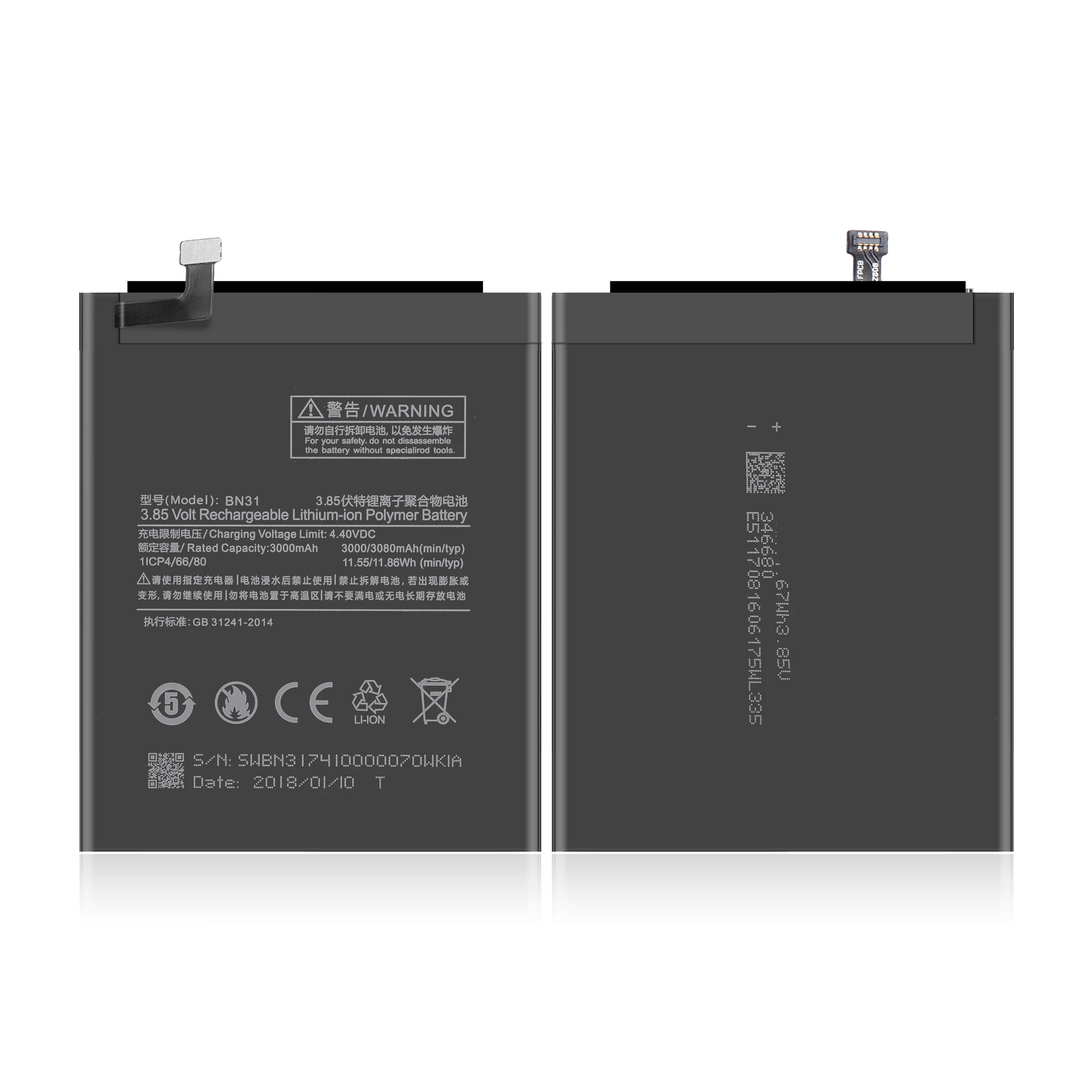 Original replacement battery for Xiaomi bn31 BN31,for Xiaomi Mi 5X Mi5X Redmi Note 5A 5A Pro bn 31 battery 3080mAh
Original replacement battery for Xiaomi bn31 BN31,for Xiaomi Mi 5X Mi5X Redmi Note 5A 5A Pro bn 31 battery 3080mAh