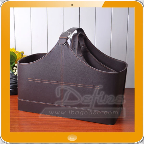 portable basket fashion customized leather empty gift basket
