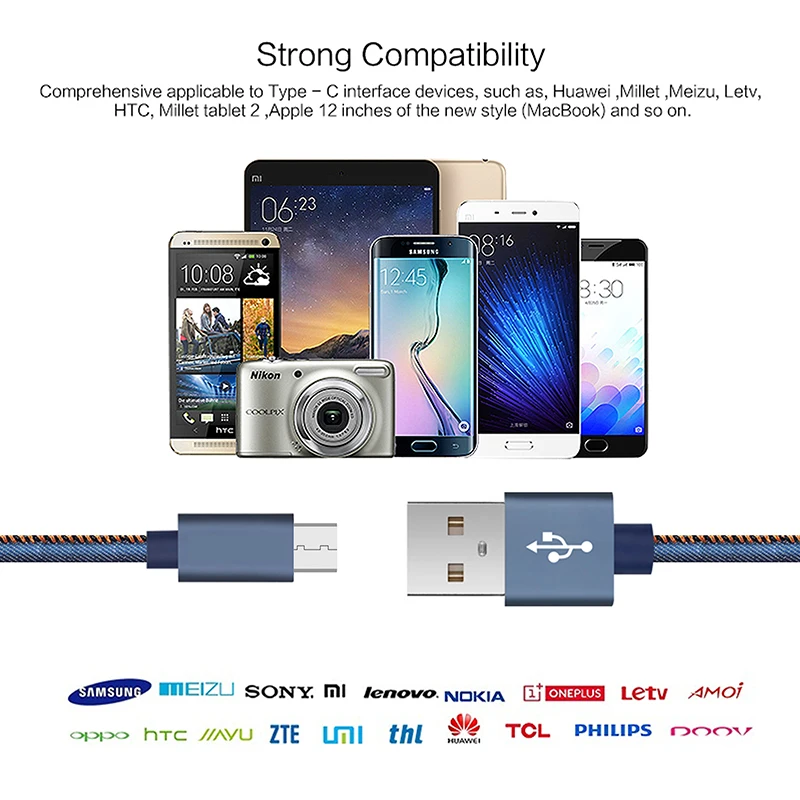 China Cheap Price 1m Denim Fabric Charger Data Sync USB Cable for Samsung - ANKUX.COM