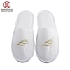 Customized logo white waffle disposable hotel slippers