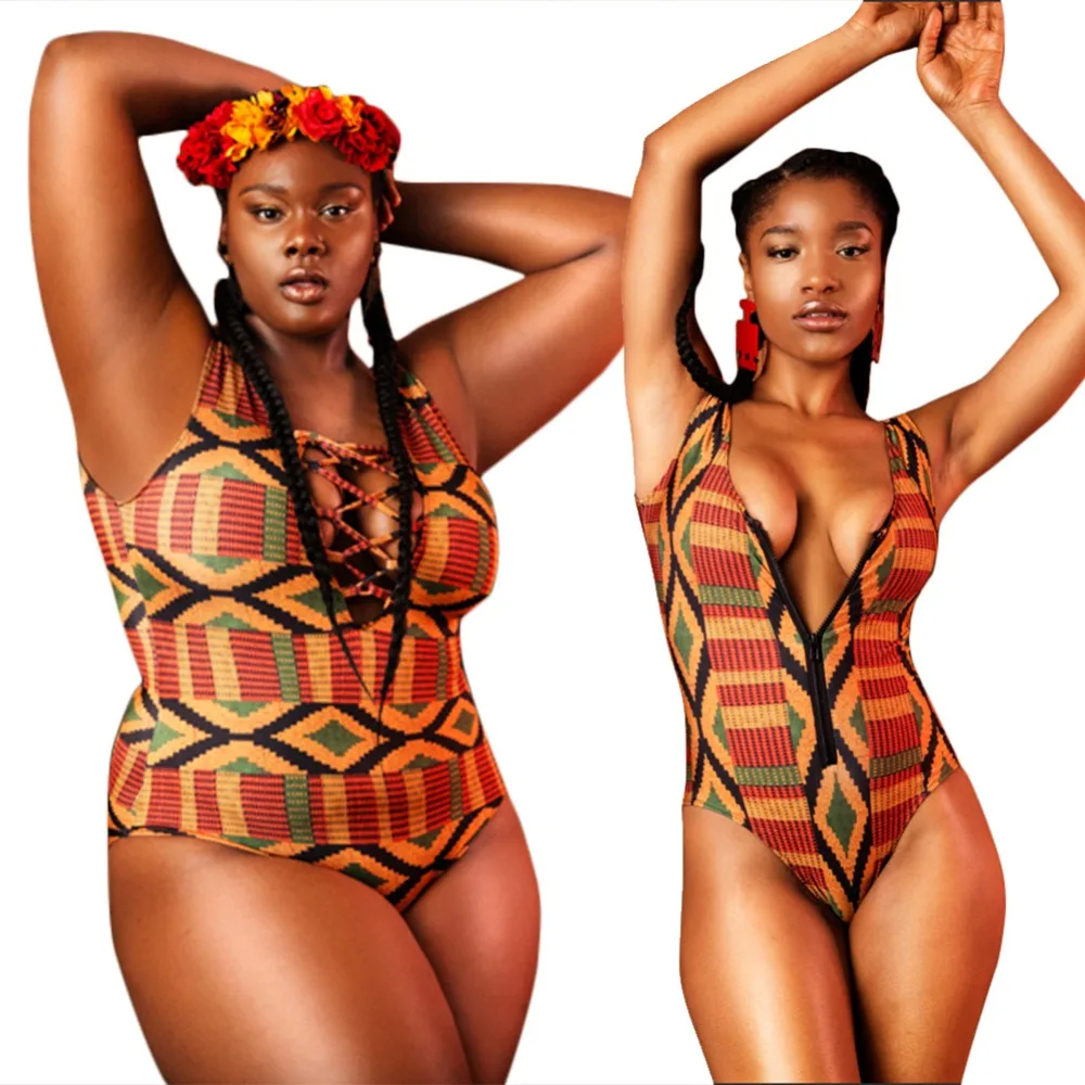 Ankara Print Sexy Monokini Swimsuit One Piece Bathing Suit Ankara Print Sexy Monokini Swimsuit One Piece Bathing Suit