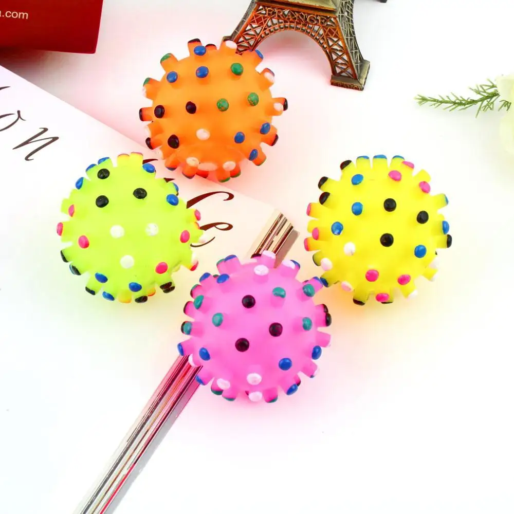 Colorful Pet Dog Cat Squeak Toy Ball Lovely Cat Chewing Ball Squeaker Quack Sound Toy