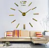 Silver Color Large Mirror 3d Wall Clock Luxury Home Decor Wall Clocks