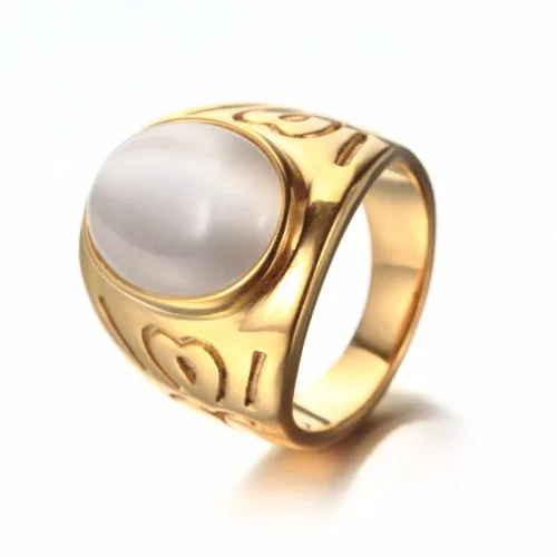 Popular Film Jewelry Gold Plated Moon Stone Wedding Engagement White Green Gemstone Women Bella Ring
