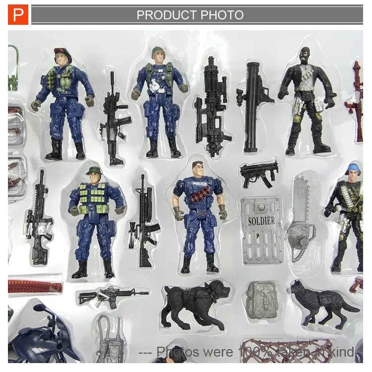 Pretend play police man figure army toys set