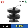 1/4 Double Screw Flash Light Stand Hot Shoe Adapter to 3/8 Double Screw Camera Tripod Mount Screw