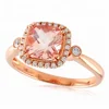 Hot Sale 925 Sterling Silver Cubic Zirconia CZ Diamond Pear Cut Rose Gold Morganite Ring/Wedding Engagement Ring