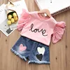 Girls Clothes Summer Style 2019 New Casual Children infant clothing Set Tops Denim Shorts Kids sport suits for girls
