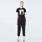 Wholesale Fashion Girl Photo Printed Short Sleeve Black O-Neck Casual T-Shirts Women