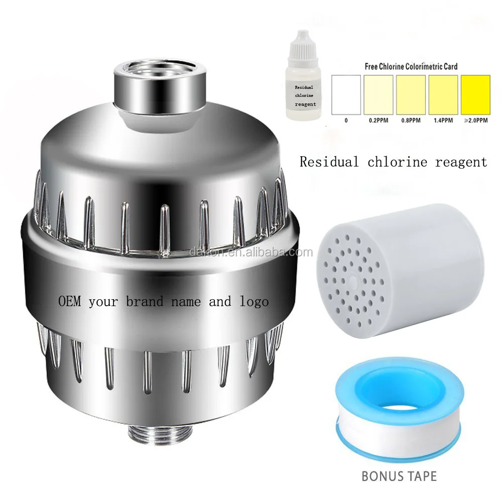 2024 10 Stage Shower Filter with 2 Replacement Cartridges Remove Chlorine & Sediments to Purify Water Chrome Plated finish