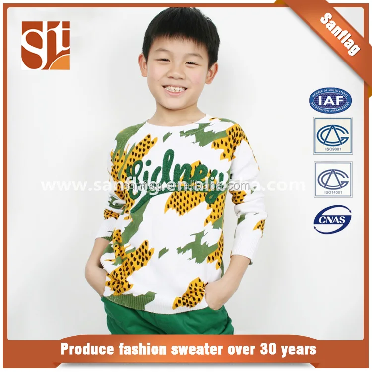2016 new wholesale 100% cotton sweater designs for kids,round neck sweater designs for kids