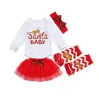 Baby Girls Outfits Christmas Child Girl Ruffle Tutu Skirts Santa Claus Xmas Christmas Clothing Set