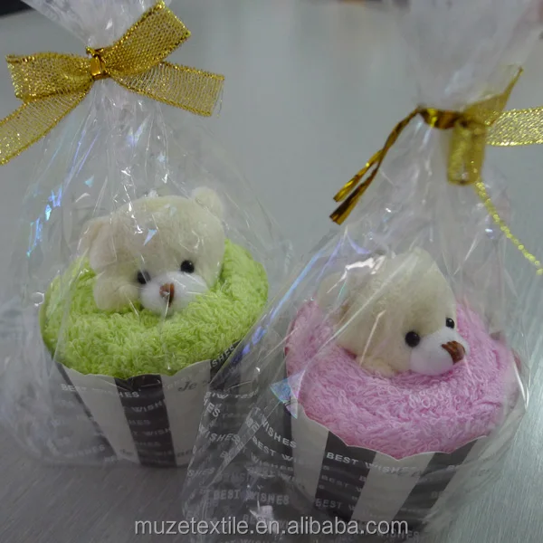 cute bear cake towel for wedding gift and company activities