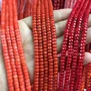 JS005 16" strand Flat round Red color spacer coral loose beads