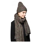 Fashion Winter Warm Cable Solid Color Knitted Hat Scarf Gloves Set