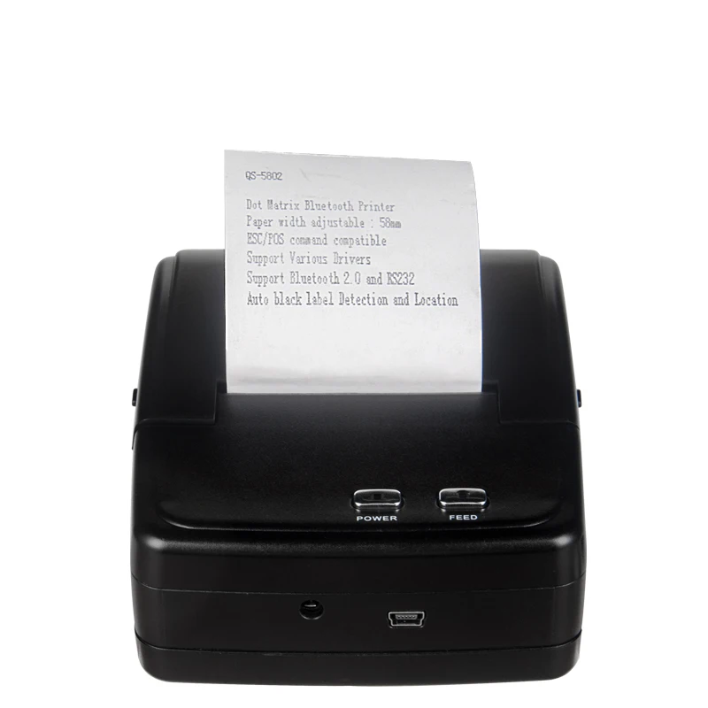 

8 needles unidirectional printing 58mm mini portable dot matrix printer QS-5802, Black