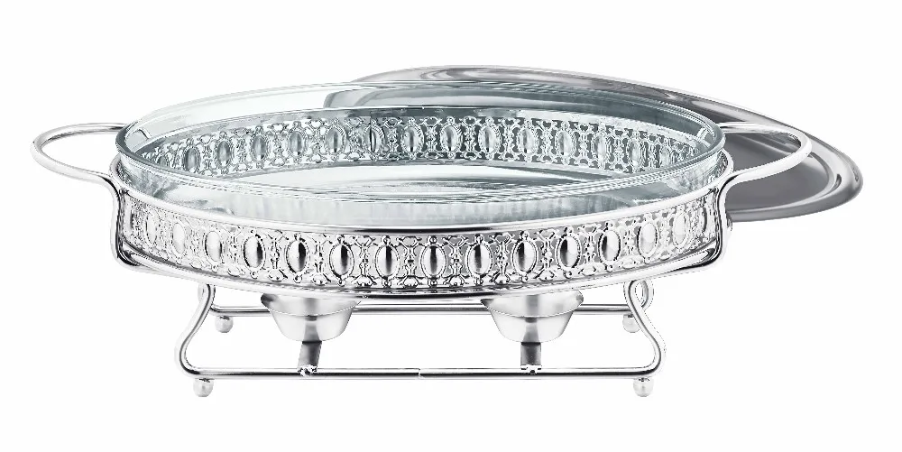 High Quality White Round Ceramic Chafing Dishes With Gold Rose Buy