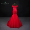 Modern red mermaid evening dress puffy tail long prom party dresses online evening gown