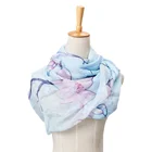 Custom Print Natural Summer Thin Long Style Lady Chiffon Silk Scarf Shawl