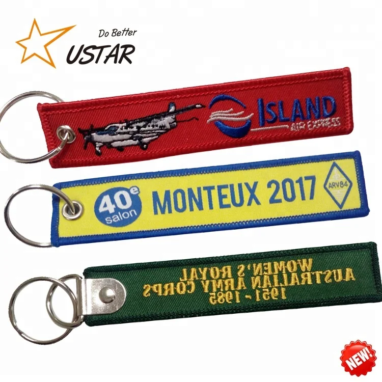 No MOQ Customized Airplane Embroidery Keychain , Crew Embroidered Key Tag For Car Motorcycle Bag Luggage