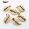WT-P547 New approach Fashion tiny natural gold dipped shell pendant Lovely tiny cowrie shell pendant JP026 JP027
