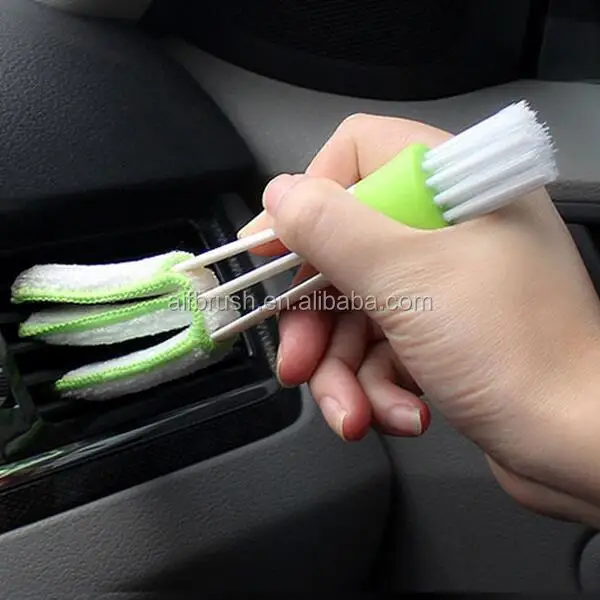 High quality bristle double head car air condition brush with Elastic handle