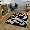 Black and white stitching printed long pile super soft shag area rug for living room