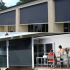 Motorized Outdoor Boxed Horizontal Roller Blackout Shades Windproof Garden Decor Blinds
