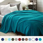 Flannel Fleece Luxury BlanketTeal Throw Lightweight Cozy Plush Microfiber Solid Blanket