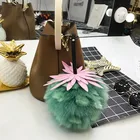 New Arrived Fruit Fox Fur Ball Keyring Bag Charm Pom Pom Keychain