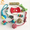 Custom pet dog chew toy 10 pack set ball rubber cotton rope squeaky dog toy