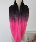 Unique Design Women Winter Knitted Real Mink Fur Scarf Hood Shawls