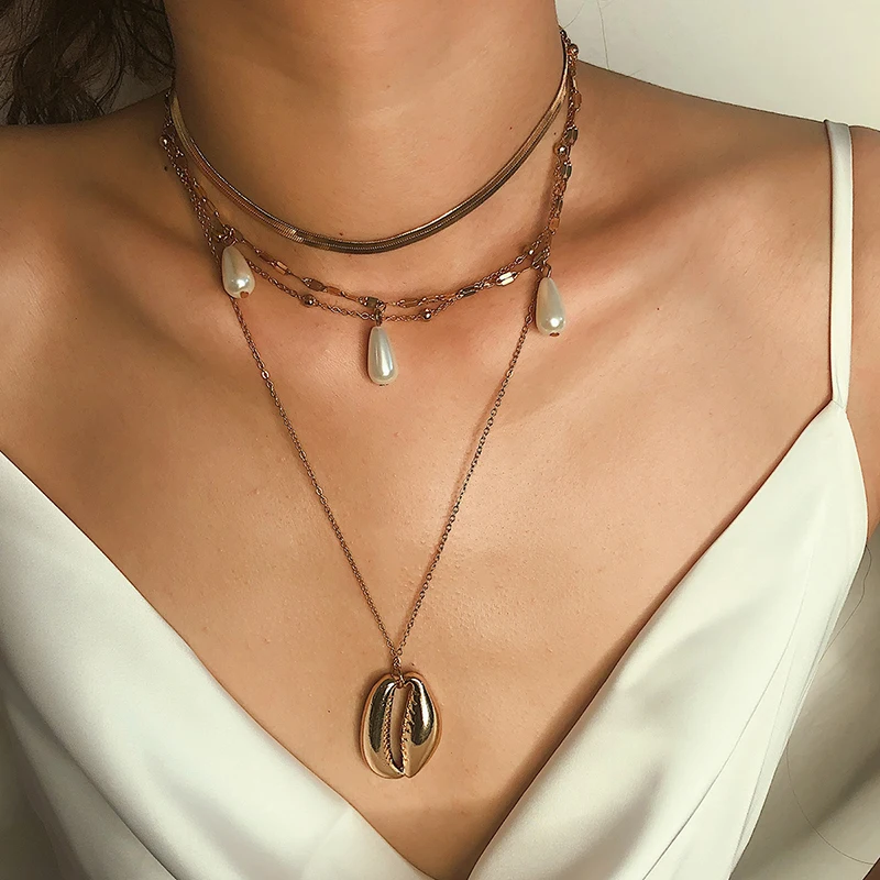 2019 Boho Gold Shell Pearl Pendant Necklaces for Women Long Chain Layers Chokers Necklace (SK523), As picture
2019 Boho Gold Shell Pearl Pendant Necklaces for Women Long Chain Layers Chokers Necklace (SK523), As picture