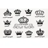 2Sheets Waterproof Letters Crowns Temporary Tattoo Stickers