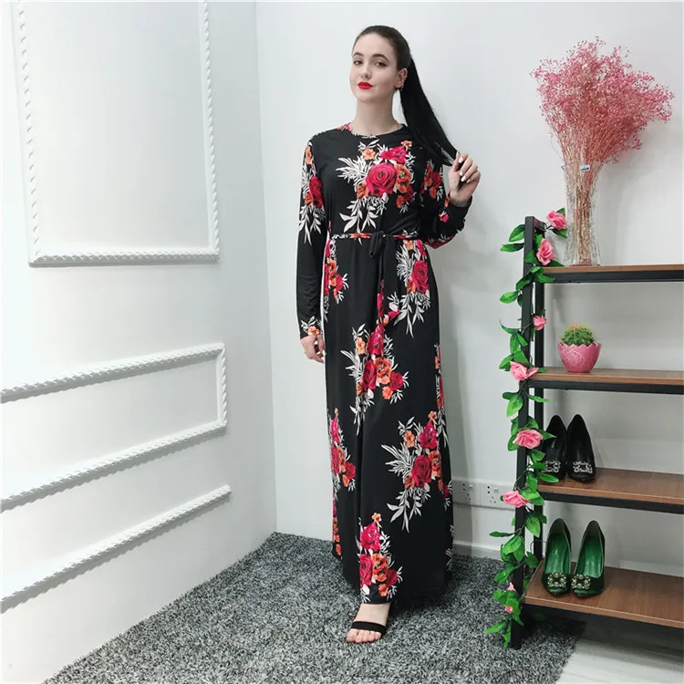 2019 new design Indonesia cheap muslim women long sleeve kaftan maxi dress, Black 
2019 new design Indonesia cheap muslim women long sleeve kaftan maxi dress, Black
