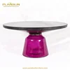 European Design Chrome Gold Stainless Steel Bell Coffee Table with Glass Top