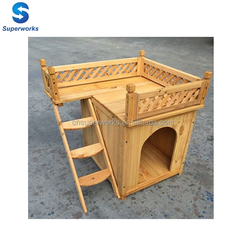 Outdoor  Flat roof and ladder Wooden Dog House
